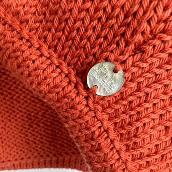 Pure & Co. Cocoon Knit Sweater Twist Knot Front V-Neck Shawl Collar S/M Orange - Picture 10 of 10